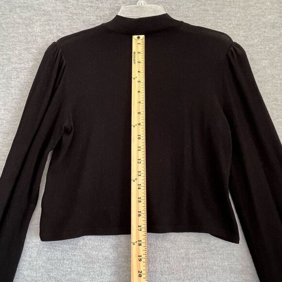 Reformation Jeans Mock Neck Knit Top Womens Small Crop Semi Sheer Bishop Sleeve - Picture 6 of 6